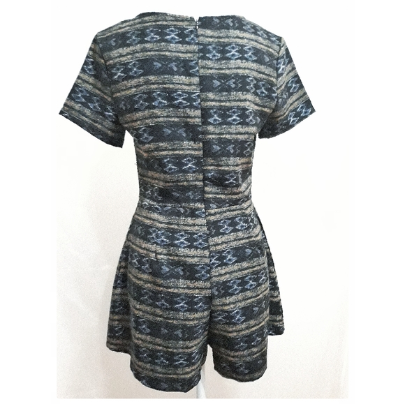 3/$20 Lush Navy and Tan Boho Print Festival Romper - Picture 4 of 5